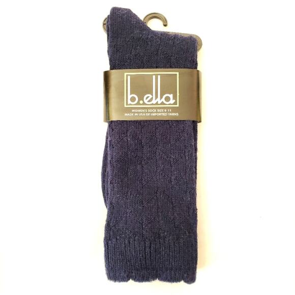 B.Ella Navy Blue Ribbed Socks Ankle Crew Dress Size 9-11 #3507 Angora Blend - Picture 2 of 4